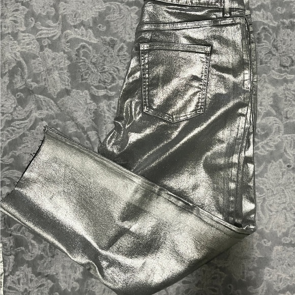 OWN. 
Mid-Rise Straight Silver Metallic-Coated Jeans 36”W 30”L (size 14) - Picture 2 of 12